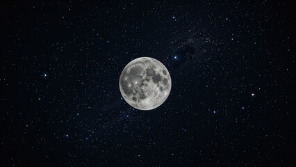 Fototapeta premium Craters on a moon orbiting amid stars, planets, nebulae, and galaxies.