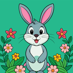 Obraz premium An enchanting Easter bunny surrounded by a collection of colorful decorated eggs