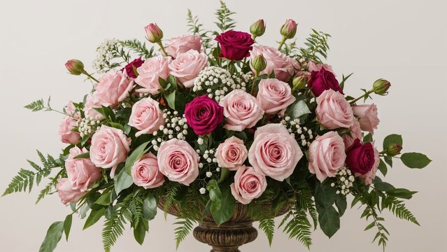 Different pink flowers combined in an arrangement