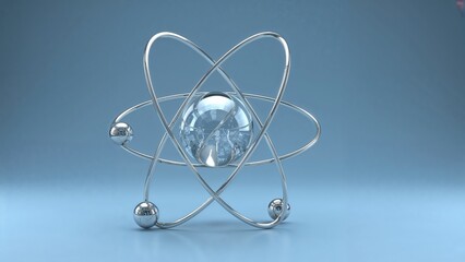 Scientific 3D depiction of a metal and glass atom structure