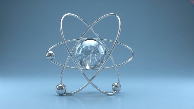 Scientific 3D depiction of a metal and glass atom structure - Powered by Adobe