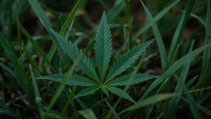 Macro view highlighting marijuana details