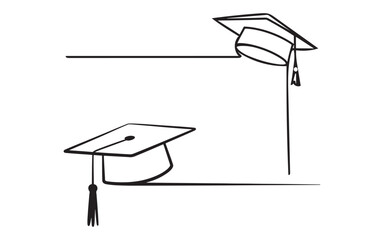 Graduation caps with tassels and decorative lines mortarboards academic