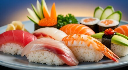 Delicious Assortment of Fresh Sushi Platter