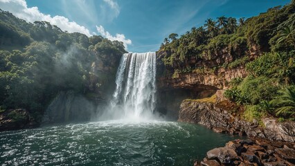 Fototapeta premium Water cascading off the edge of a rocky height