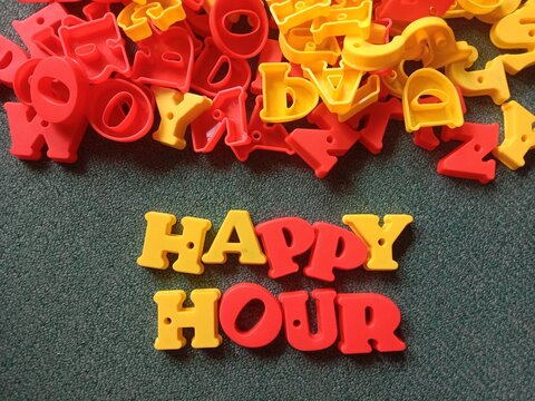 happy hour text 3d alphabet template design