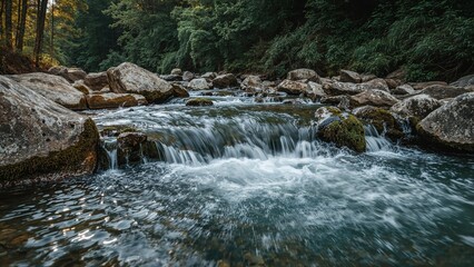 Stream water moving across rocks