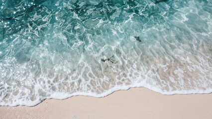 A serene watercolor scene featuring blue waters and white sandy shores