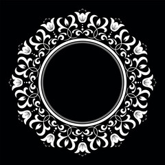 Decorative frame Elegant vector element for design in Eastern style, place for text. Floral black and white border. Lace illustration for invitations and greeting cards.