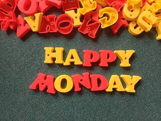 happy monday on 3d alphabet template design