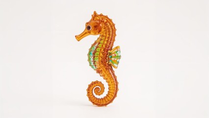 Fototapeta premium Plastic Seahorse Model Displayed Against White Backdrop