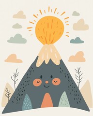 Nursery Poster with Volcano.