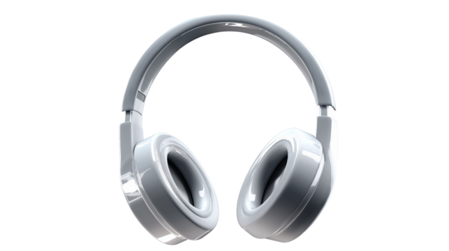 Headphones 3D icon - wireless headphones with soft ear cushions, futuristic 3D design, PNG