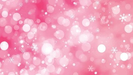 Festive pink bokeh with snowy winter abstract background