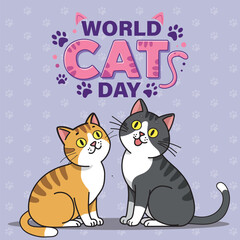 International Cat Day vector illustration for posters, banners, campaigns, and greeting cards