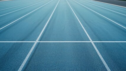 Overhead view of a white start line on an athletic track
