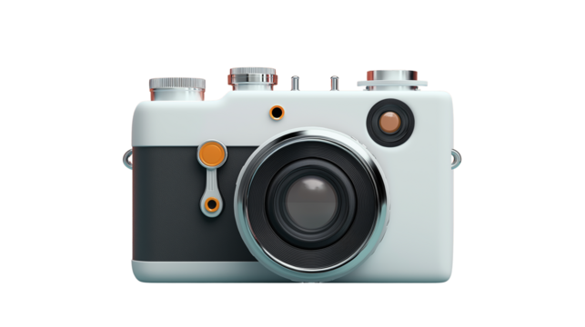 Camera 3D icon - modern digital camera with clean lines, realistic 3D render, PNG