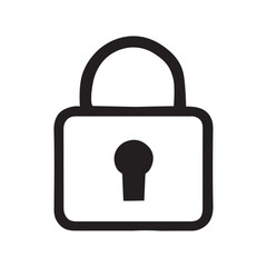 Vector lock icon on metal button secure padlock symbol for safety and protection design