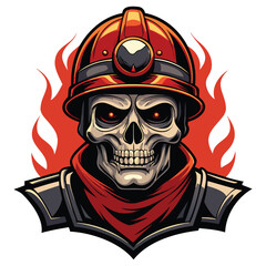 Fire Fighter and Skull Head Vector Design