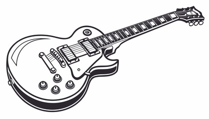 Vintage electric guitar illustration sticker vector                