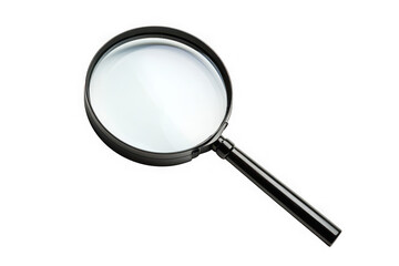 Detailed magnifying glass illustration for search and discovery, lens, zoom, examination, investigation, tool, isolated on transparent background