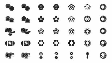 Illustration showing an array of various black and white abstract geometric shapes and patterns design elements silhouette