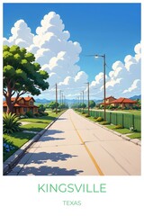 Obraz premium Kingsville Texas United states Travel Poster Illustration Print Decor Gift Canvas Wall Art Gift