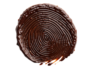 Chocolate fingerprint isolated on transparent background, a sweet spiral pattern