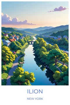 Ilion New york United states Travel Poster Illustration Print Decor Gift Canvas Wall Art Gift