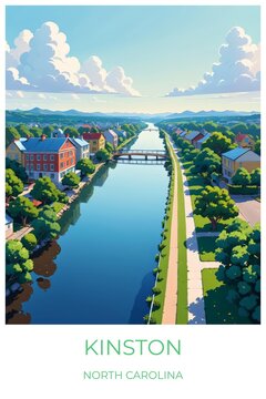 Kinston North carolina United states Travel Poster Illustration Print Decor Gift Canvas Wall Art Gift