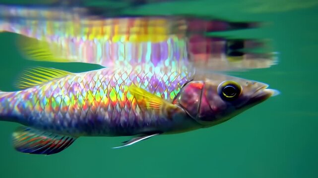 Vibrant multicolored fish swimming underwater