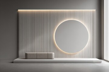 Interior shot of a platform with a round light and ribbed panel