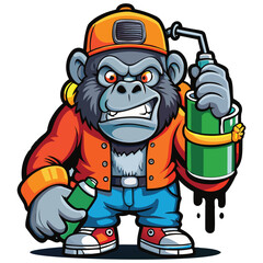 Obraz premium Urban Gorilla and Street Art Vector Character