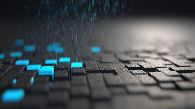 Binary code rain falling on futuristic circuit board