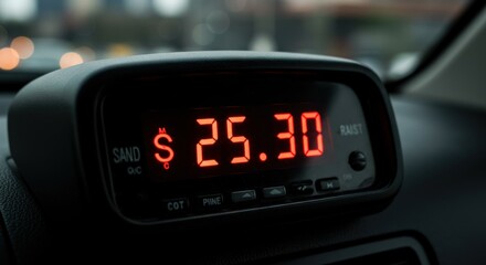 Taxi meter displaying 2530