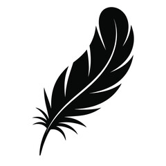 Obraz premium Black and white vector icon of a simple elegant feather symbolizing creativity and writing