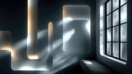 Translucent Frosted Rectangles with Gentle Shadow in Modern Room