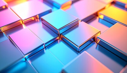 Abstract geometric background with colorful squares and cubes creating a modern and futuristic design for creative projects and wallpapers