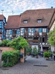 historical houses in the village eguisheim, alscace, france