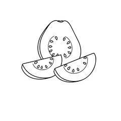 Guava Icon in Black and White – Minimalist Tropical Fruit Vector Illustration