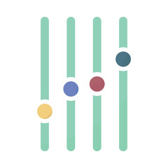 Mint green sliders with colored circular controls adjustment settings