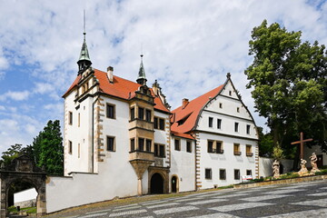 Fototapeta premium Benešov nad Ploučnicí - Renaissance chateau, the so-called lower chateau, built in the spirit of the Saxon Renaissance. The lower chateau is part of three palaces, forming its own chateau complex.