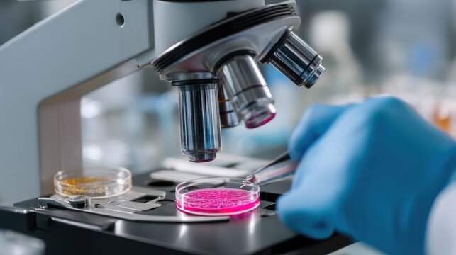 Technician preparing slides for microscopic examination in pathology lab