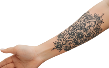 Culturally Rich Mandala Tattoo Pattern Decoratively Inked on the Forearm