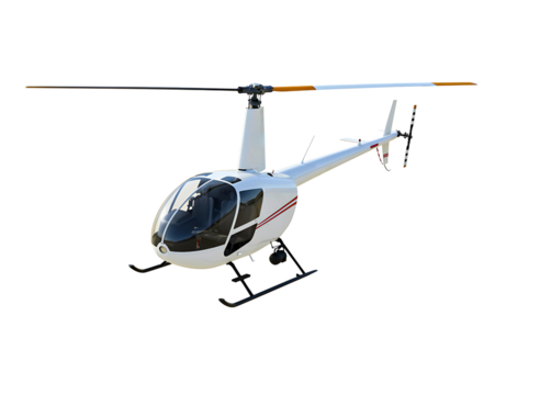 White helicopter with red stripe isolated on transparent background