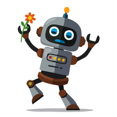 Fototapeta premium Cartoon Robot in Pose and Expression