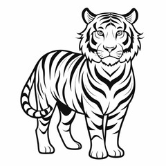 Tiger out line vector icon 