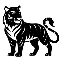 Fototapeta premium Tiger black Silhouette Vector icon 