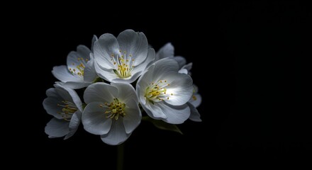 Obraz premium Exquisite beauty: Close up of white blossoms with prominent yellow centers
