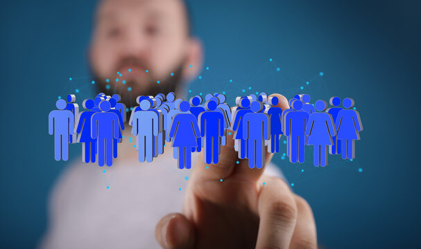 Image depicting a diverse group of people connected online. Ideal for social media, networking, and community concepts.